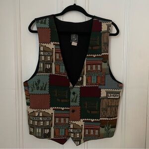 Vintage Attitudes Wild West Tapestry Vest Size XL